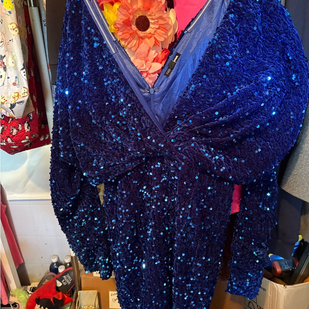 Fashion Nova Royal Blue Sequin Dress
